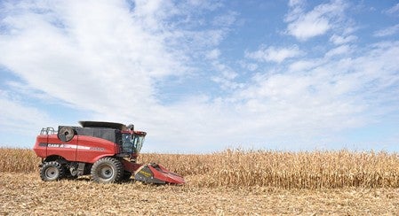 Jim O'Connor harvests a field southwest of Blooming Prairie this past fall.