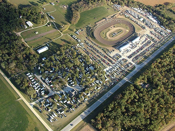 An aerial shot of Deer Creek Speedway  and its adjacent campground. —Photo by Gene Miller