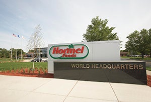 The front entrance of Hormel's corporate office in Austin.