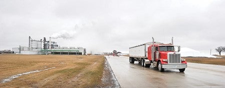 A semi leaves the Absolute Energy ethanol plant south of Lyle Thursday morning. The plant was one of four stops for Leadership Austin Thursday.