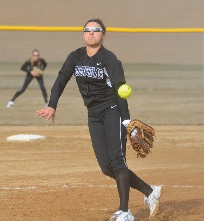 Blooming Prairie's Shelbi Swenson fires a pitch against Medford Monday. Swenson pitched a no-hitter in BP's 8-0 win. -- Rocky Hulne/sports@austindailyherald.com