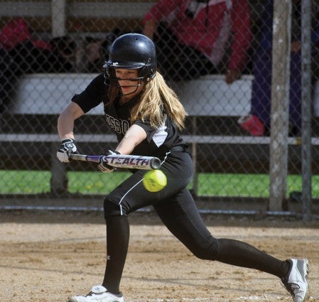 Blooming Prairie's Tessa Ivers lays down a bunt during BP's home win Monday. -- Rocky Hulne/sports@austindailyherald.com