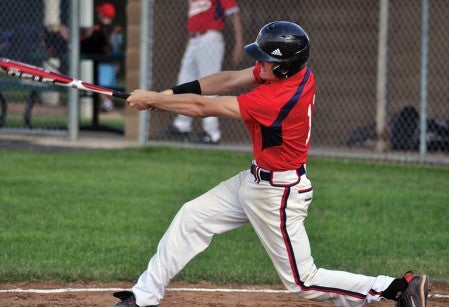 Austin's Gabe Kasak takes a swing during the Austin/Albert Lea's doubleheader against Kasson-Mantorville in Dick Seltz Field Tuesday. -- Rocky Hulne/sports@austindailyherald.com