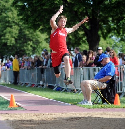 Austin's Jake Hagen-Erickson competes in the high jump at the Class 'AA' state track and field meet in St. Paul Saturday. -- Rocky Hulne/sports@austindailyherald.com