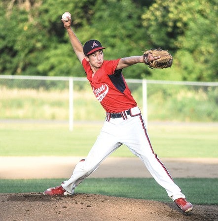 Austin/Albert Lea Steven Clennon delivers in the first inning against the Austin Blue Sox Tuesday night at Marcusen Parks.