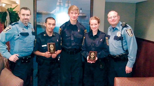 Pictured (from left) is officer Mike Tischer, post captain Justin Molina, Peter Torkelson, Theresa Torkelson, and officer Ross Johnson. -- Photo provided