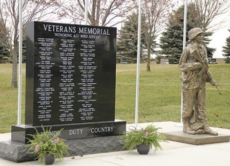 The new veterans memorial stands at the Bohemian Cemetery near Myrtle. 