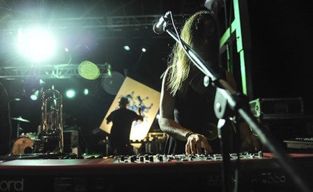 Keyboardist Sarah Elhardt plays during Cloud Cult’s opening song of their set last year at Marcusen Park. Herald file photo