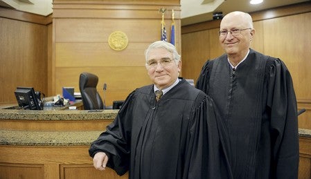 Judges Fred Wellmann and Donald Rysavy have both spent several years on the bench in Mower County and both are retiring this spring.  Eric Johnson/photodesk@austindailyherald.com