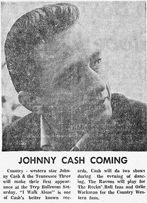Johnny Cash performed in Austin in 1963. A small blurb about the show appeared in the March 29, 1963 Austin Daily Herald. Courtesy of the Mower County Historical Society