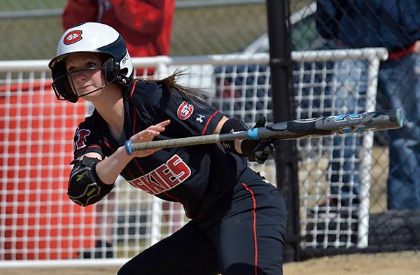 Blooming Prairie grad Tricia DeBoer is second on the team in hitting at St. Cloud State University this season. -- Tom Nelson/SCSU Athletic Media Relations Assistant Director.