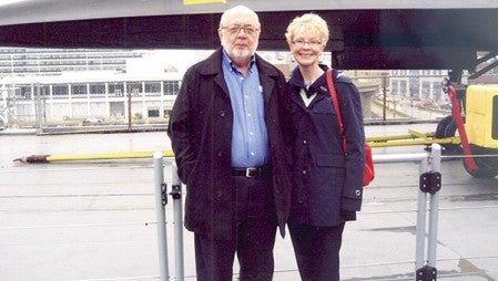Terrance Dilley and Marijo Alexander pose on a trip to an airplane museum in New York. Dilley, who taught at Riverland for 47 years, passed away on April 25. Photo provided