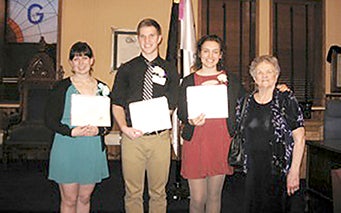 Pictured, from left, are Kristen Carlson, Timothy Furland, Julia Otten and Betty Volkert, Worthy Matron of Unity Chapter No. 29. -- Photo provided