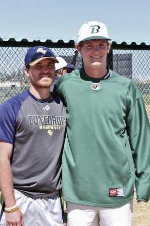 Hayfield grads Tyler Krekling, left, and Tyler Nelson played against each other this past spring. -- Photo by Mary Nelson