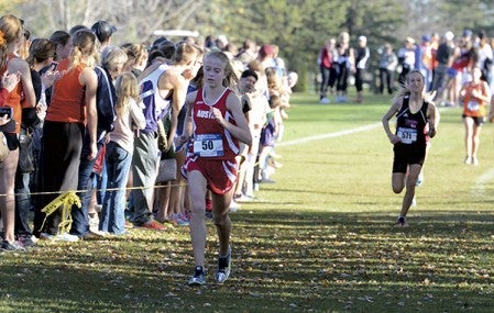Austin's Morgan Hose runs down the stretch at the Section 1AA state cross country meet in Owatonna Thursday. -- Kaleb Roedel/Owatonna People's Press