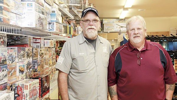 Owner Kevin Guy, left, and manager Jim Perrin have Everything Hobby open for business at 107 Fourth Ave. NE in downtown Austin.