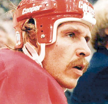 Ray Staszak watches from the bench while playing for the Detroit Red Wings in 1985. Photo provided by Vince Muzik