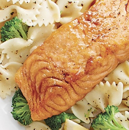 Honey Ginger Salmon with Broccoli and Bow Ties