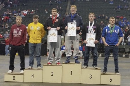 Wyatt Richardson of GMLOKS took third place at 195 pounds at the Class AA state meet in St. Paul Saturday. Photo Provided