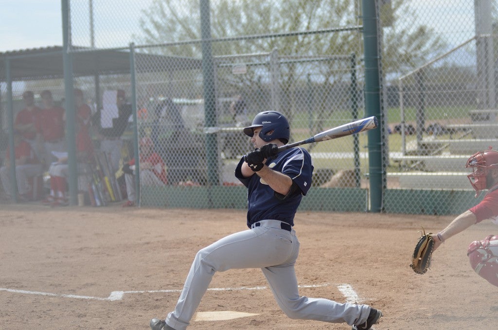 Hayfield grad Tyler Krekling takes a swing for the Concordia-St. Paul baseball team this season. Photo by Kris Fasnacht