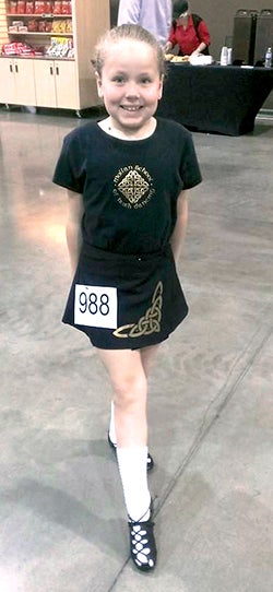 Kaitlyn Stern, 8, of Adams earned two first-place rankings and a second-place ranking in a beginner’s Irish dance competition in Milwaukee, Wisconsin, recently. -- Photo provided