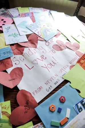 The support for Ruroden has come from all over Austin including the schools. Ruroden is a liason officer for Ellis Middle School and I.J. Holton Intermediate School. He has received a bounty of get-well cards from the students.  Eric Johnson/photodesk@austindailyherald.com