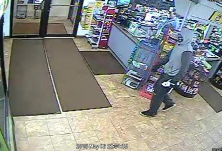 A still taken from a surveillance footage of the suspect in the armed robbery of  the Ankeny's convenience store in the 900 block of 12th Street Southwest. Photo courtesy of the Austin Police Department