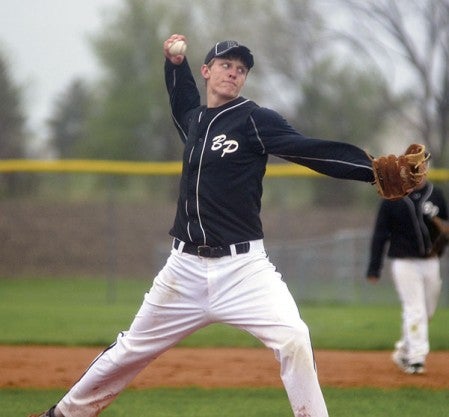 Blooming Prairie's John Rumpza pitches in Hayfield Tuesday. Rocky Hulne/sports@austindailyherald.com