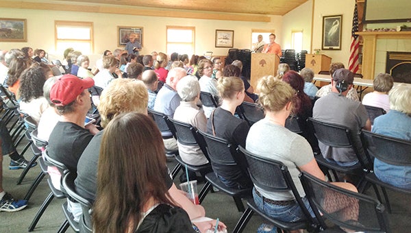 People fill the Ruby Rupner Auditorium at the Jay C. Hormel Nature Center at a May 28 event to raise awareness about human trafficking. Photo provided