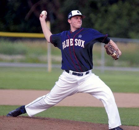 Jon Mittag pitches for the Austin Blue Sox in Marcusen Park Wednesday. Rocky Hulne/sports@austindailyherald.com