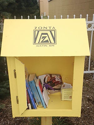 The Hormel Historic Home’s new book lending box sponsored by the Zonta Club. Photo provided