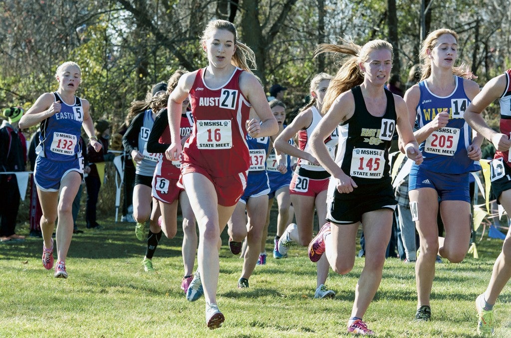 Austin’s Madison Overby competes Saturday at the girls’ Class A state cross country meet at St. Olaf College in Northfield. Overby took 52nd place out of 176 runners with a time of 19:22.9. — Micah Bader/Albert Lea Tribune