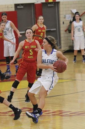 Lyle-Pacelli's Courtney Walter controls the ball at Mountain Iron-Buhl on the road Tuesday. Photo Provided by Colleen Nelson