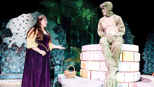 Kristen Watkins shares a scene with Cole Pederson during rehearsal of the Matchbox Children’s Theatre presentation of “The Far-Fetched Fable of the frog Prince: How a Prince Became a Frog and Starred in the School Play.” The MCT is one of the organizations to receive funds from the Austin Area Foundation. Herald file photo