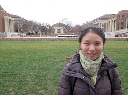 Sai Wang, a junior at the U of M who transferred from a school in China, said she came to study in the U.S. because of the value of an American diploma. She's among nearly 7,000 international students at the U, a number that's doubled over the last decade. Peter Cox/MPR News