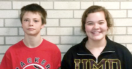 Thomas Walker and Mya Burkhart in eighth grade were accepted into a high honors orchestra that will perform in February.