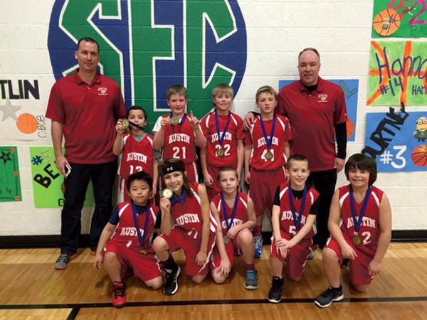 The Austin Youth Basketball fourth grade team No. 3 won the eight team Lyle tournament Saturday. Photo Provided