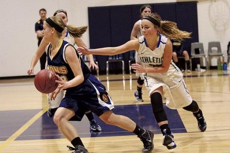 Lyle-Pacelli’s Brooke Walter plays defense against Schaeffer Academy in Rochester. Photo by Colleen Nelson