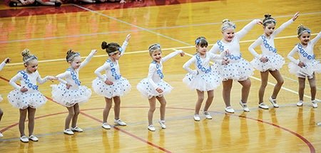 The Tiny KIX perform Saturday afternoon during the first show of the Austin Packer Dance Team winter show.