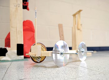 Cars of various shapes and sizes took place in the Science Olympiad at Ellis Middle School Saturday. The point was to carry an egg as close as possible the end without breaking it. 