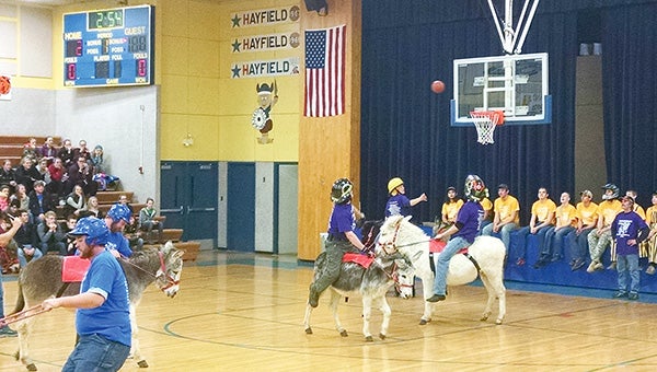 Teams compete in the Donkey Ball game at Hayfield Community Schools on Feb. 15. Photos by LeAnn Fischer/leann.fischer@austindailyherald.com