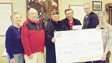  The Austin Veterans Council received a donation from Unity Chapter, which was matched by Minnesota Masonic Charities, whose check was presented at the same time. Shown are Unity members Betty and Otto Volkert, Veterans Council representatives Norm Hecimovich and Arnie Earl, and Unity Members Neil and Mary Hanson.
