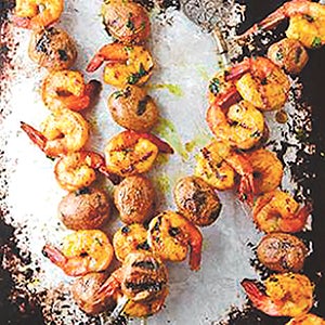 Curried Shrimp and Potato Kebabs