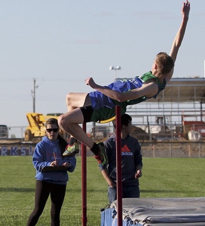 Lyle-Pacelli’s Nathan Drees competes in the high jump in the SEC meet in Grand Meadow Tuesday. Photo Provided by Colleen Nelson