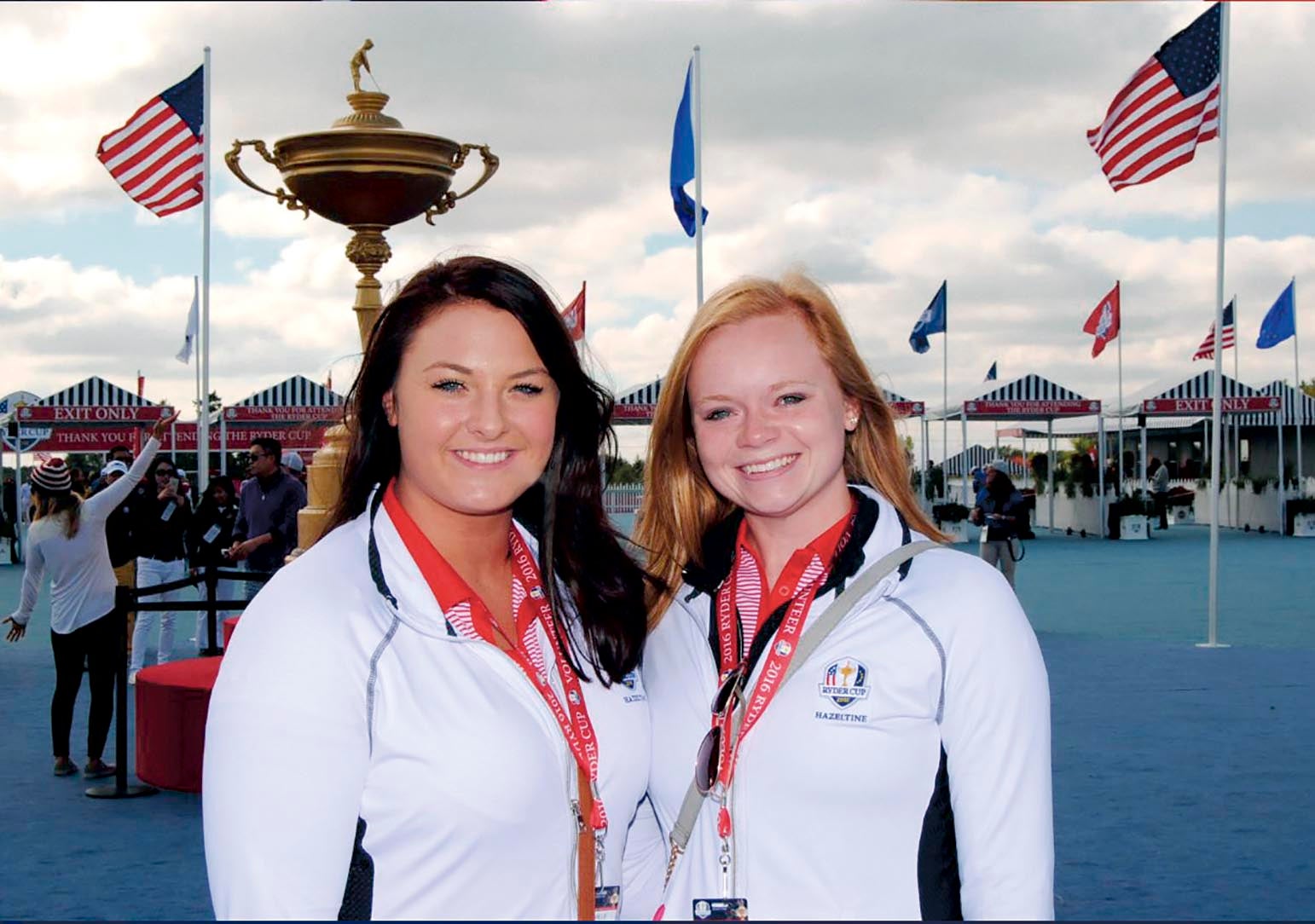 Camille Anderson is pictured with Kelsey Hanefield during their interships with the Ryder Cup. Photo provided