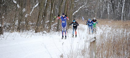 Skiers hit the trails during the 8K classical race Saturday during the annual Dammen Nordic Cross Country Ski Race at the Jay C. Hormel Nature Center. 