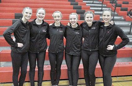 Six Austin dance team members earned all-conference honors. Picture, from left, are: Nikki Summerfield, Mary Wilrodt, McKenna Hotek, Cloey Thorpe, Madison Klein and Abby Miller.  