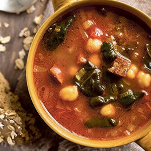Chickpea, Chorizo and Spinach Soup